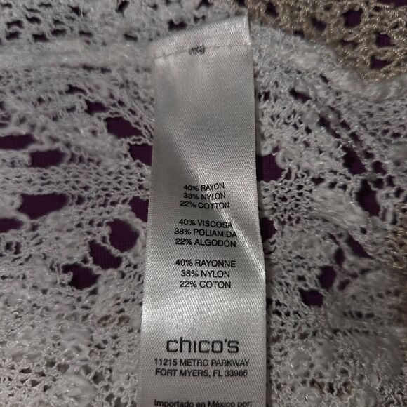 Chico's Open Front Drape Sequin Striped Cardigan Sweater Size 1 Medium - Picture 6 of 6